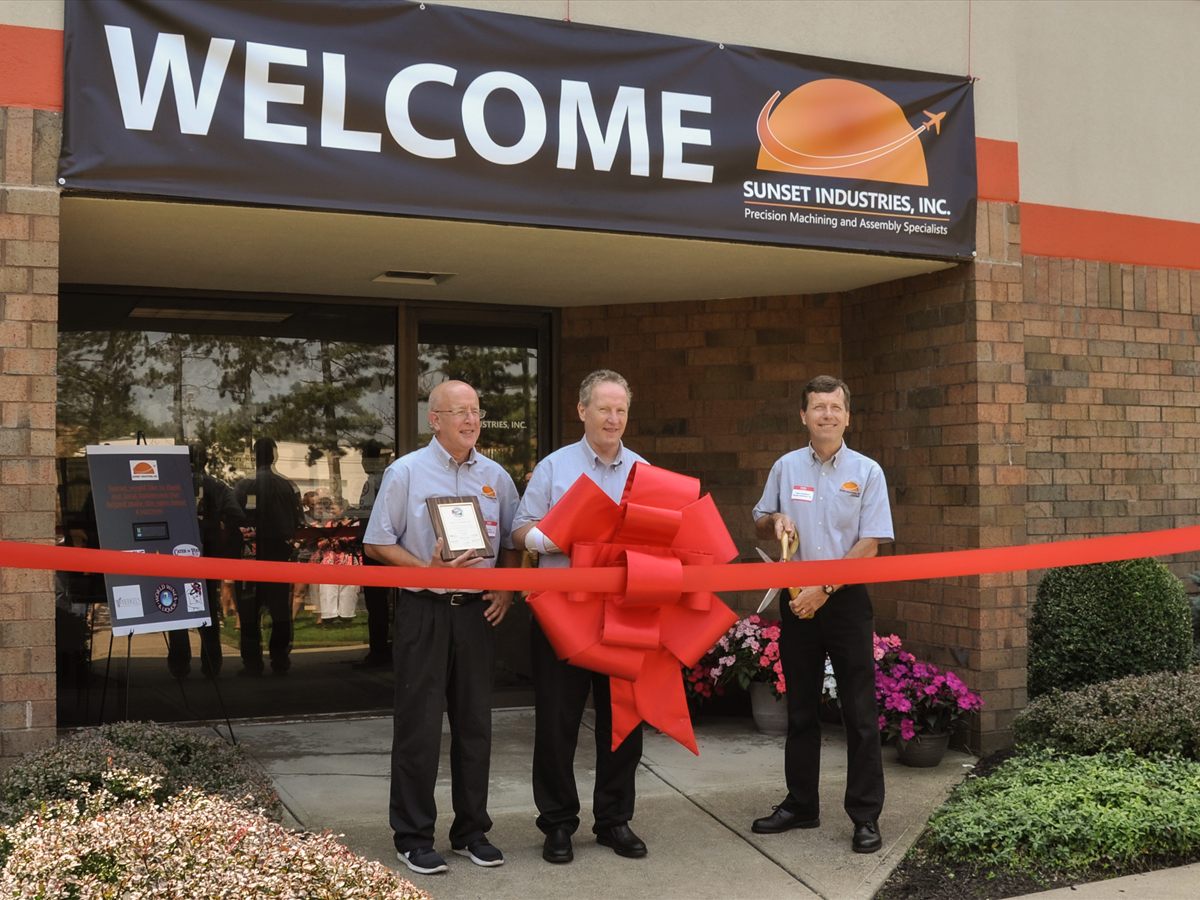 Ribbon cutting at the Sunset Industries facility on Tyler Boulevard, 2021